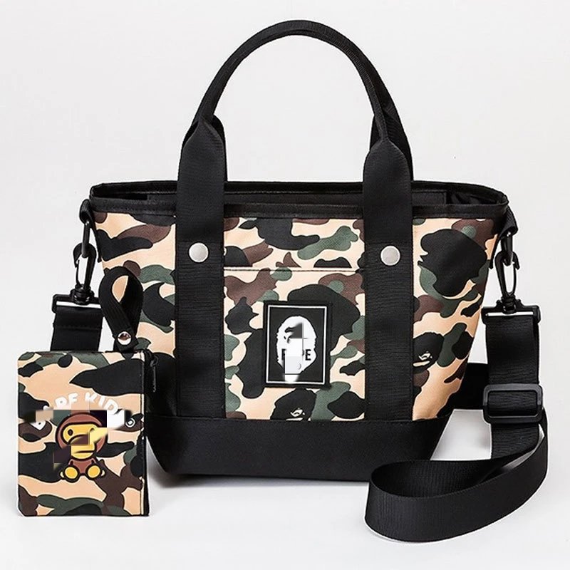 BAPE Camouflage Tote Bag with Shoulder Strap and Wallet Set