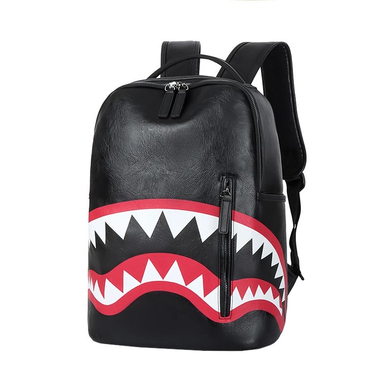 Cool Shark Mouth Design Black Backpack for Men and Women