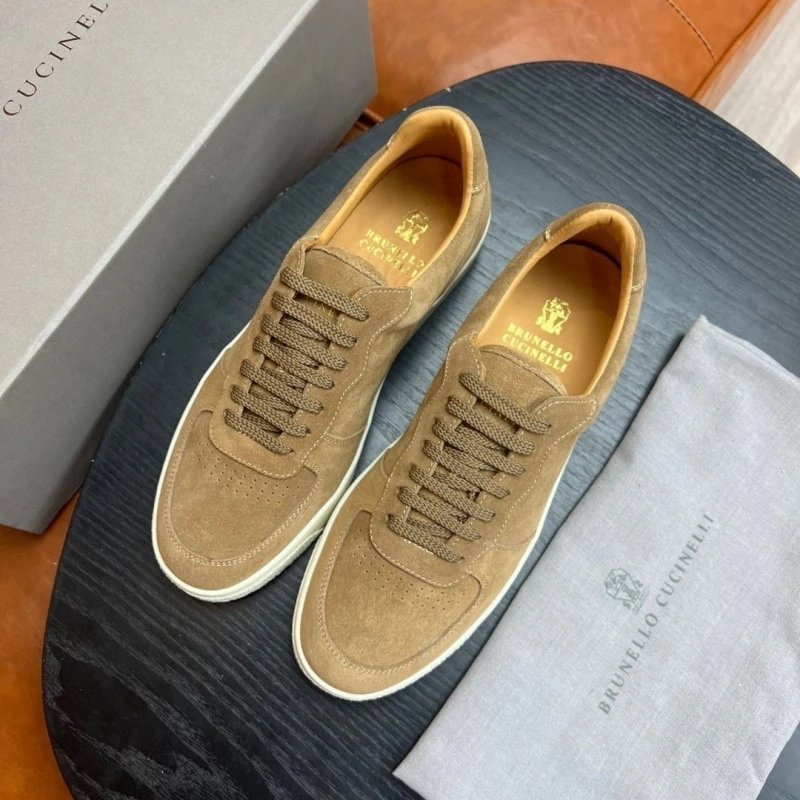 Brunello Cucinelli Men's Suede Sneakers Tan Casual Shoes