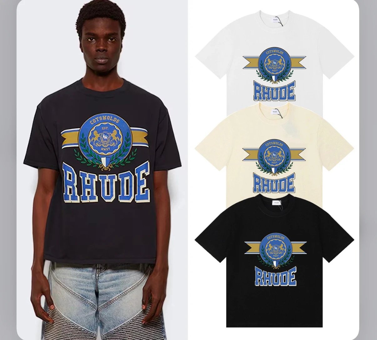 RHUDE Cotswolds Logo T-Shirt Men's Streetwear Graphic Tee