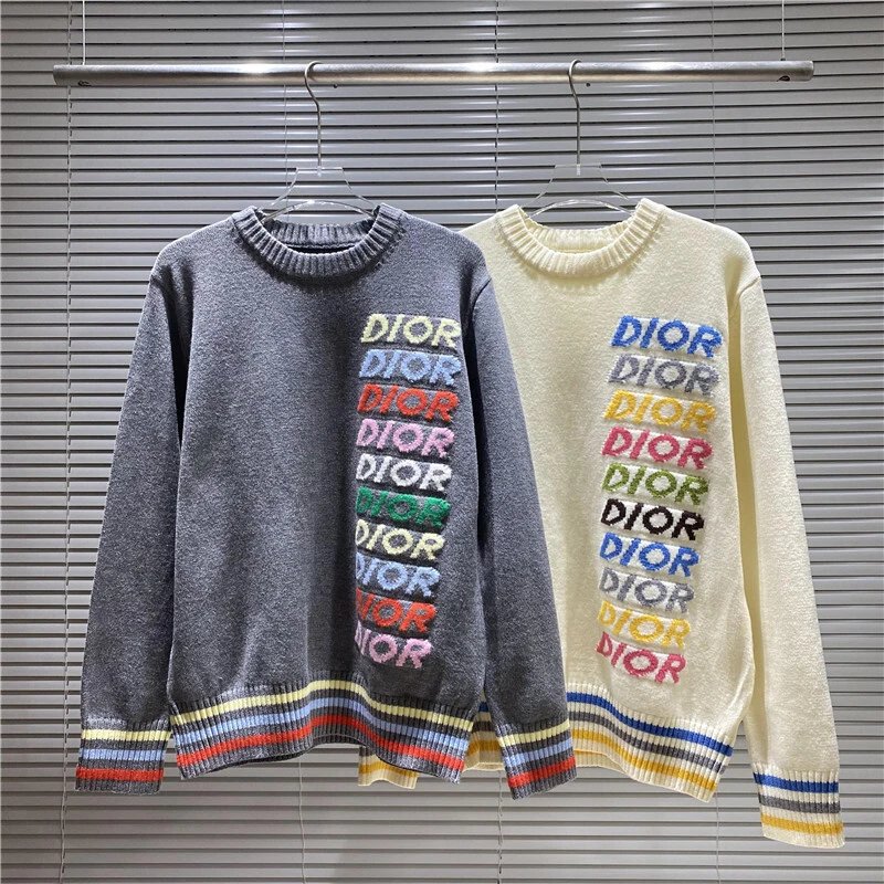 Dior Logo Knit Sweater Colorful Letter Design Women's Fashion Pullover