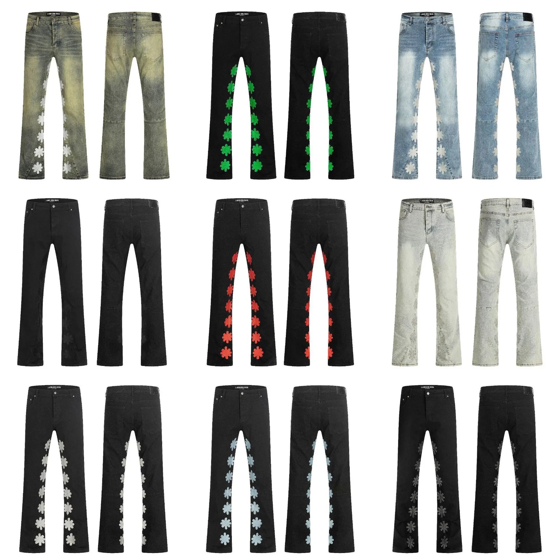 Love Moschino Embroidered Flower Denim Pants for Men