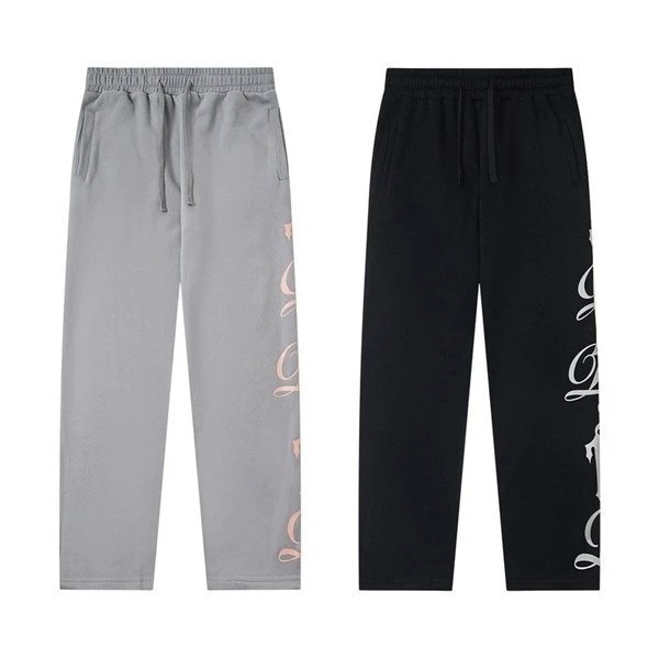 Casual Sweatpants for Men and Women Gray and Black with Side Logo Print
