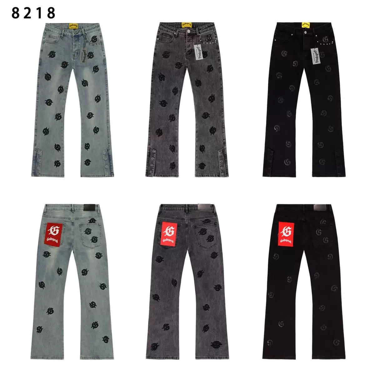 Gabbana Logo Print Denim Pants for Men