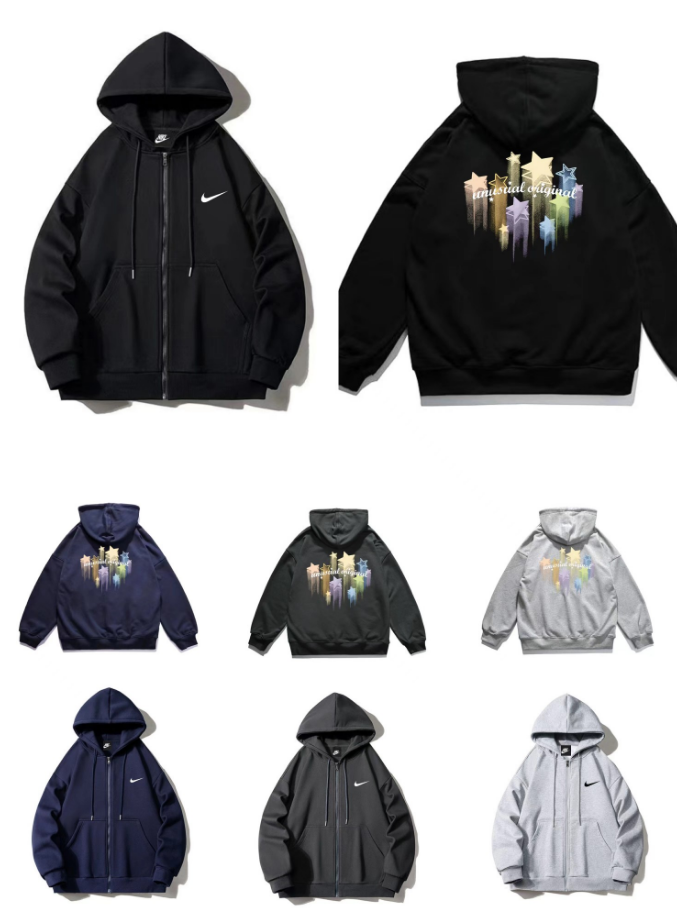 Nike Zip-Up Hoodie with Star Graphic Design