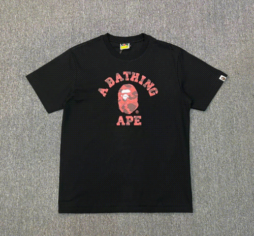 A Bathing Ape Black T-Shirt with Red Logo