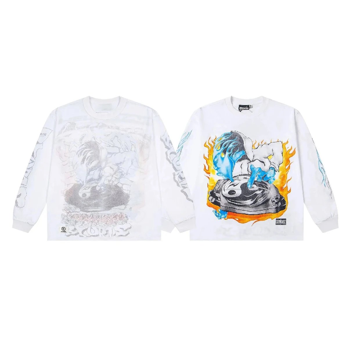 Hellycat Long Sleeve T-Shirt with Flame and Yin Yang Design