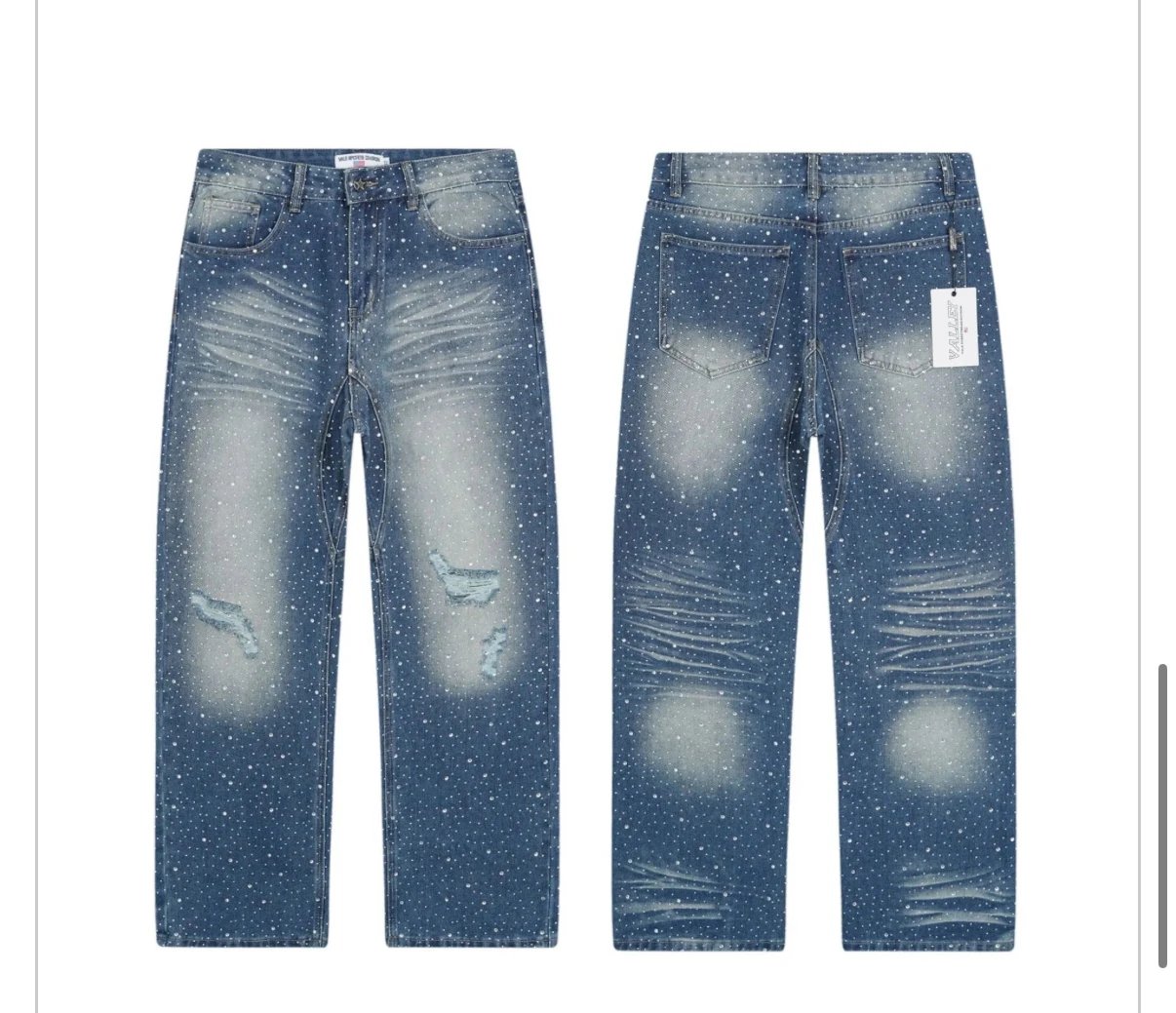 Studded Distressed Denim Jeans for Men