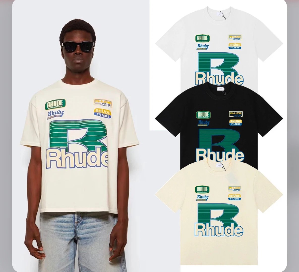 Rhude Logo Graphic T-Shirt Men's Streetwear Fashion