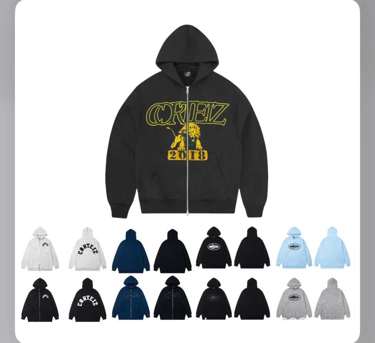 Cortez 2018 Lion Logo Zip-Up Hoodie Men's Streetwear Sweatshirt