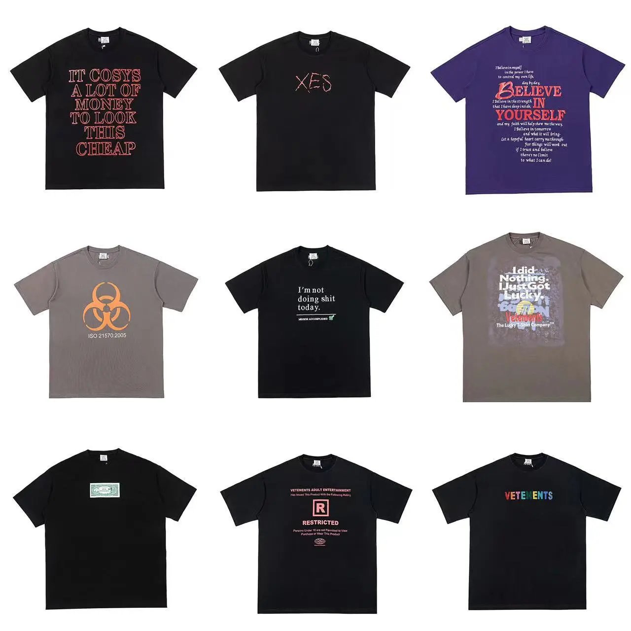 VETEMENTS T-Shirts with Bold Graphic Designs and Slogans