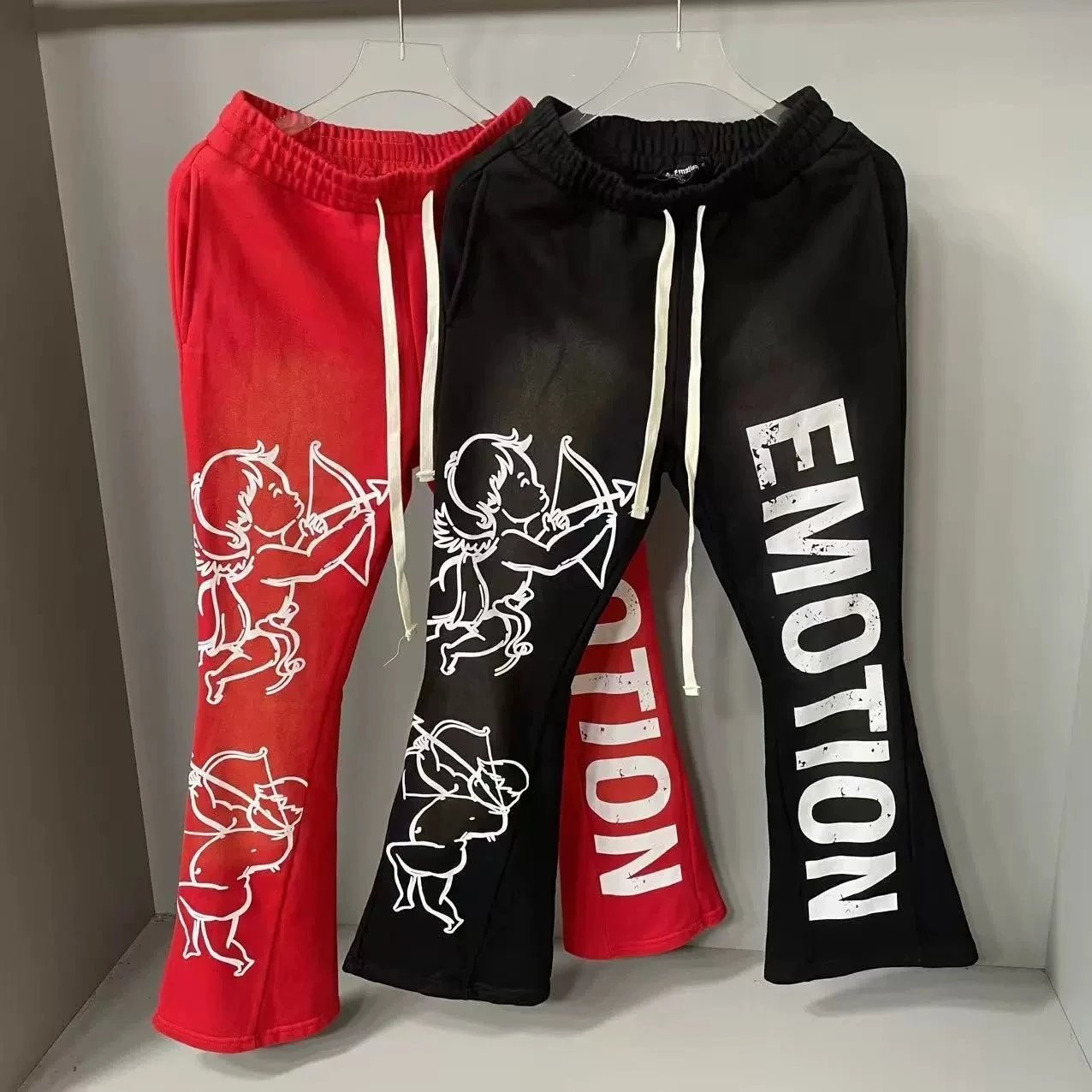 EMOTION Printed Flared Sweatpants for Women Red and Black