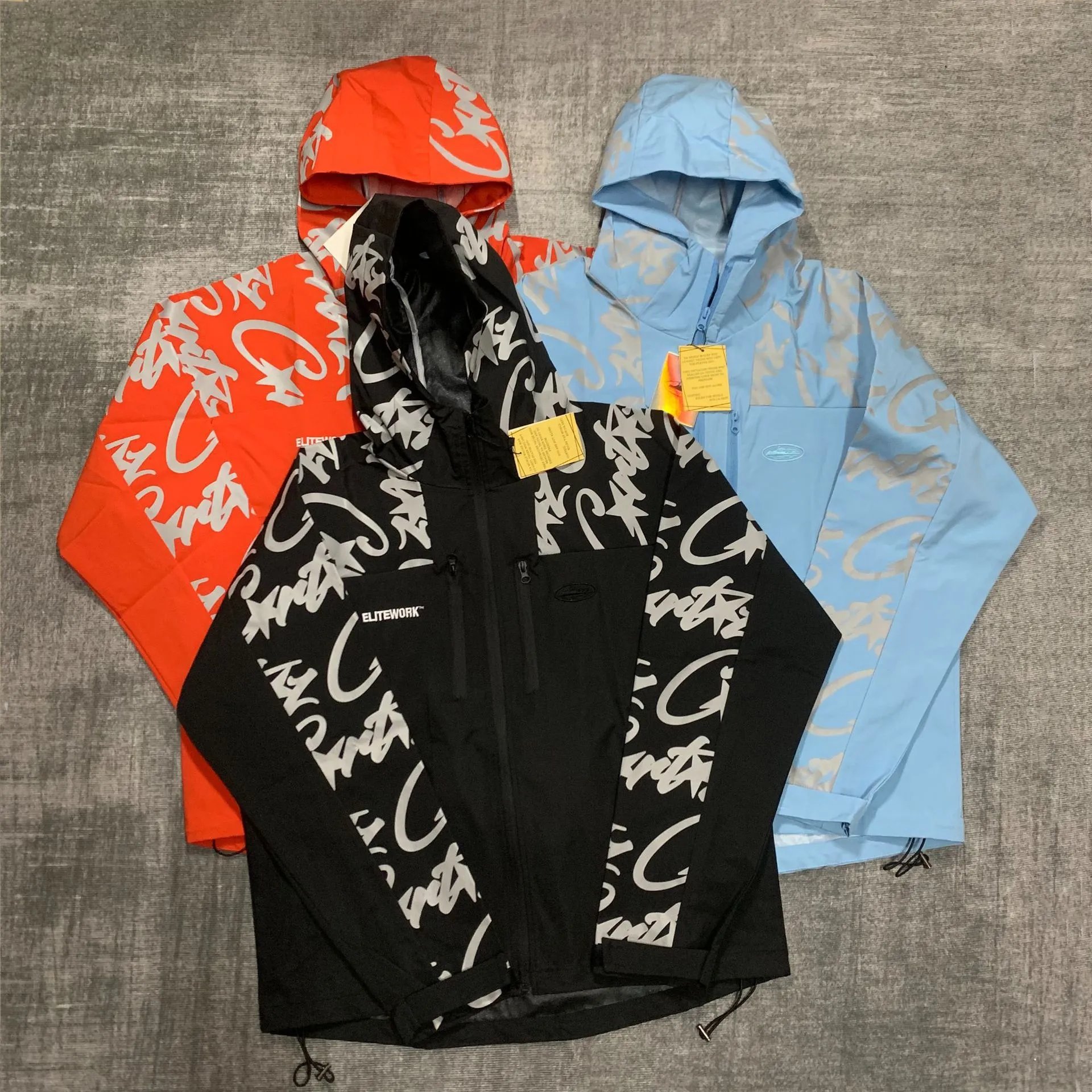 ELITEWORK Printed Hooded Windbreaker Jacket for Men and Women