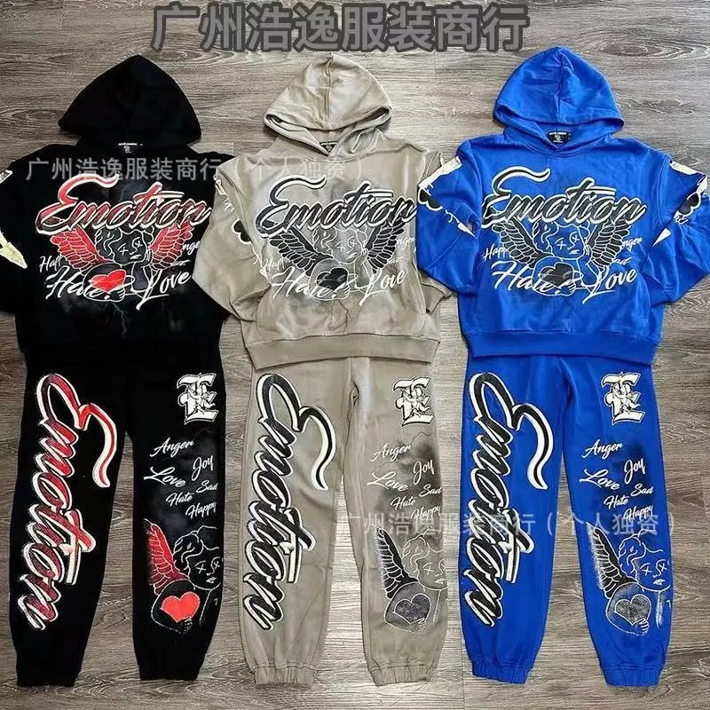 Emotion Hoodie and Pants Set for Men Women Streetwear Fashion