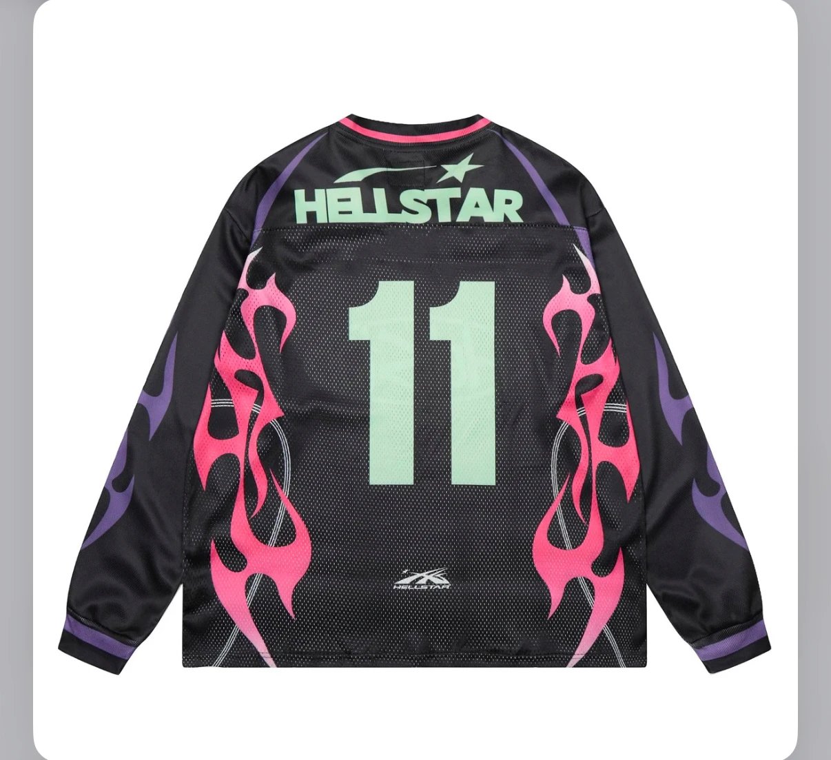 HELLSTAR Long Sleeve Jersey Number 11 Flame Design Black Pink Purple