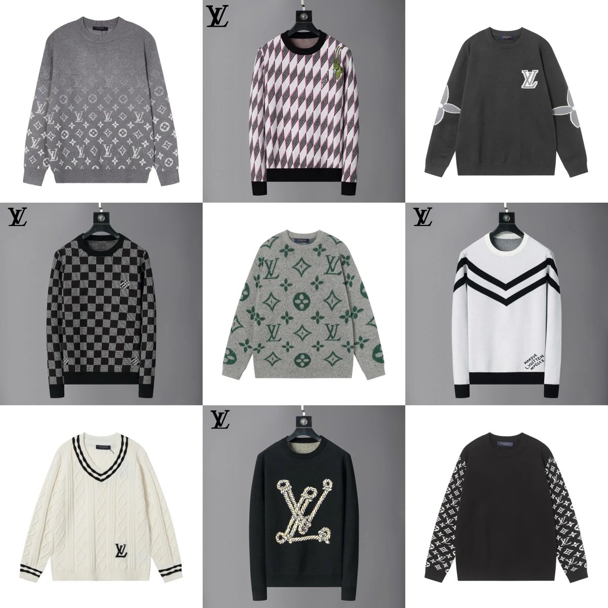 Louis Vuitton Men's Knit Sweaters with Monogram Patterns