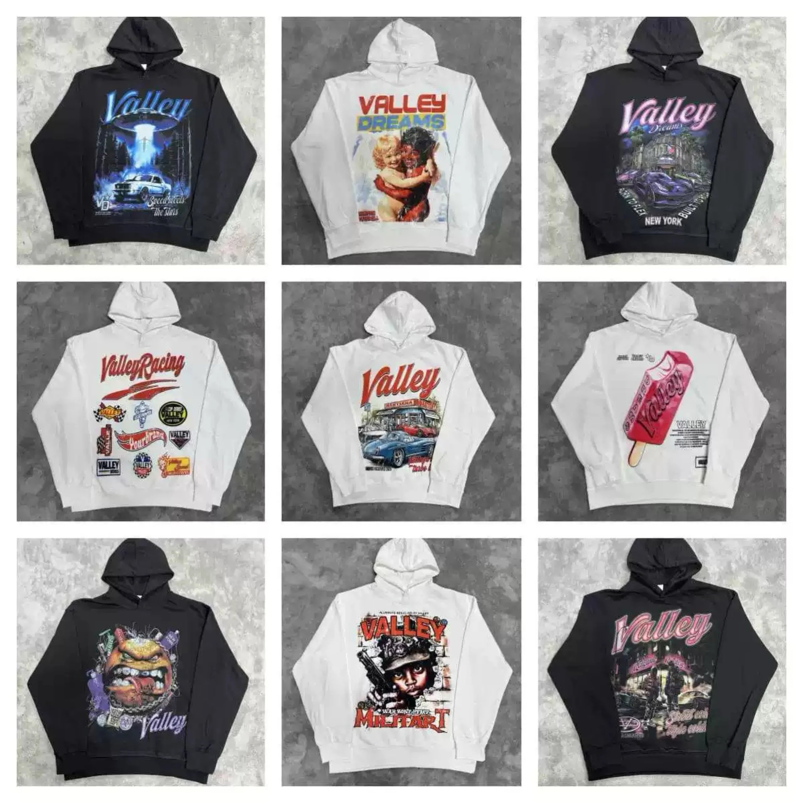 Valley Dreams Hoodie Collection - Retro Car Art & Pop Culture Design