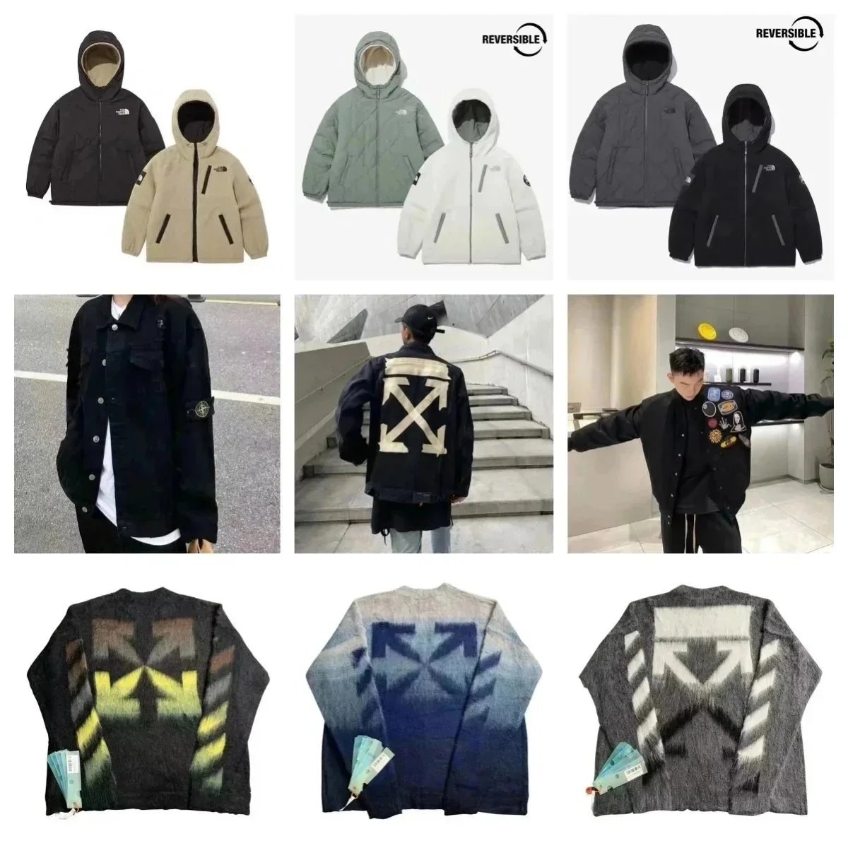 Reversible Hooded Jacket Men Winter Warm Parka Outdoor Wear