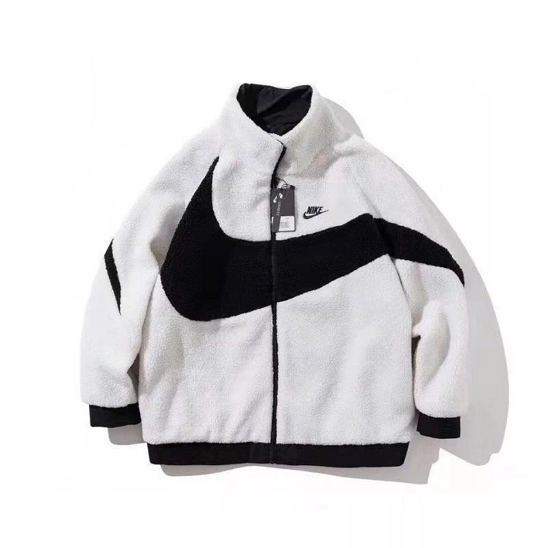 Nike White Fleece Jacket with Black Swoosh Logo
