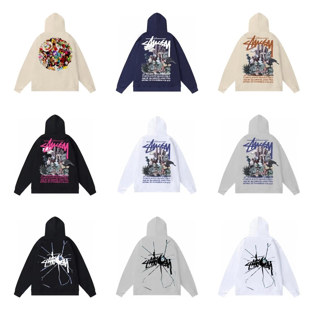 Stussy Hoodie Collection Streetwear Graphic Sweatshirts