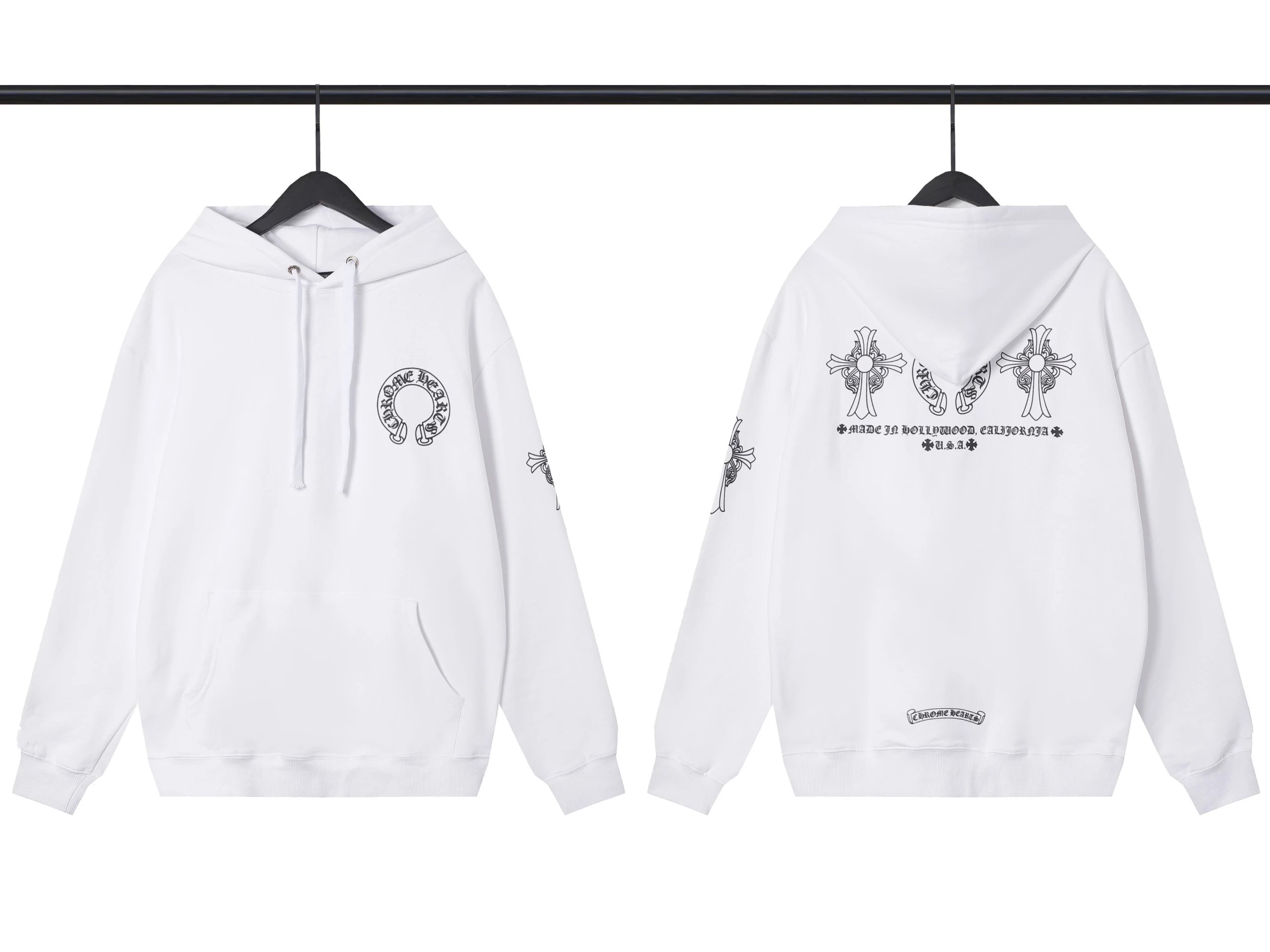 Chrome Hearts White Hoodie with Cross Design