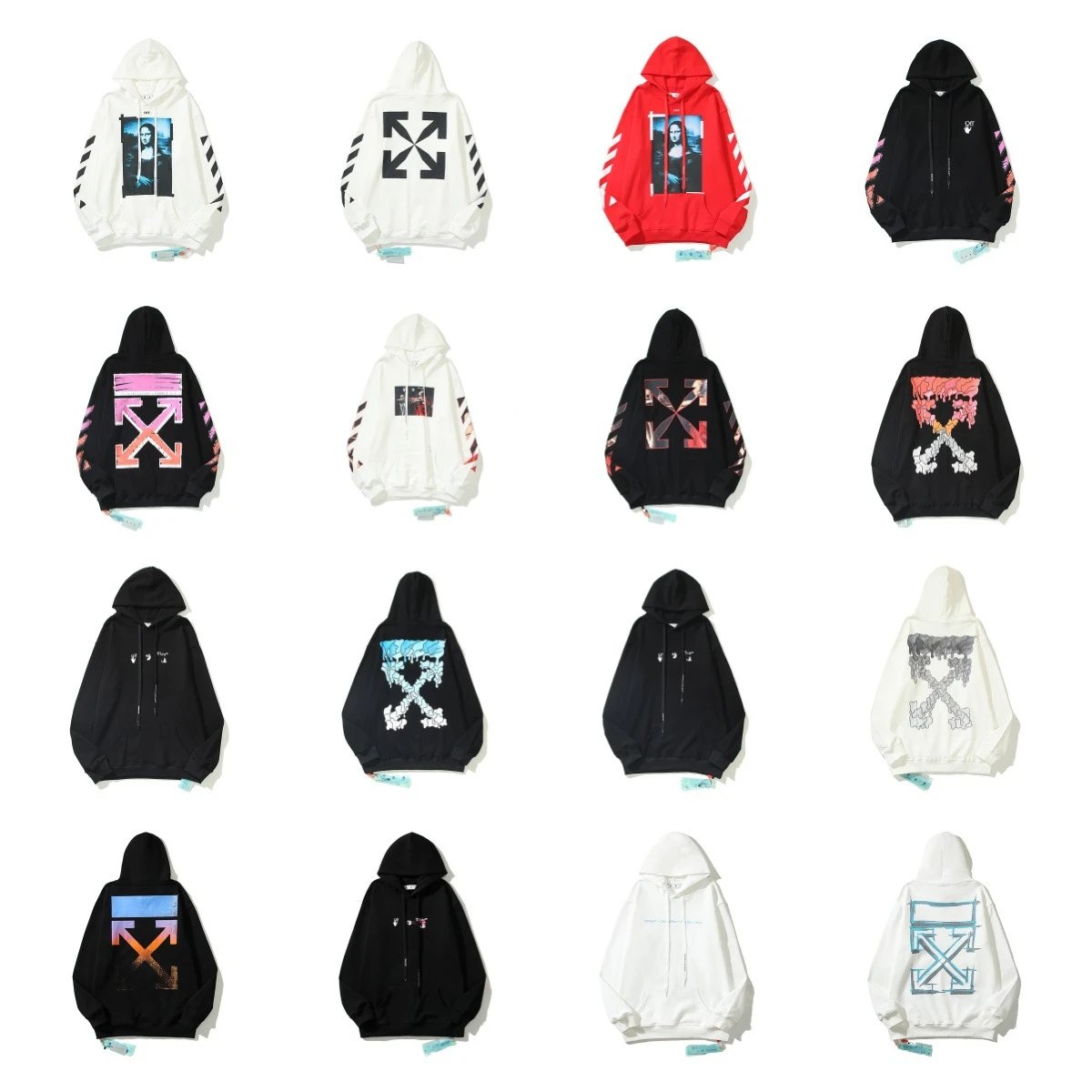 OFF-WHITE Hoodie Sweatshirt with Arrows and Graphic Print