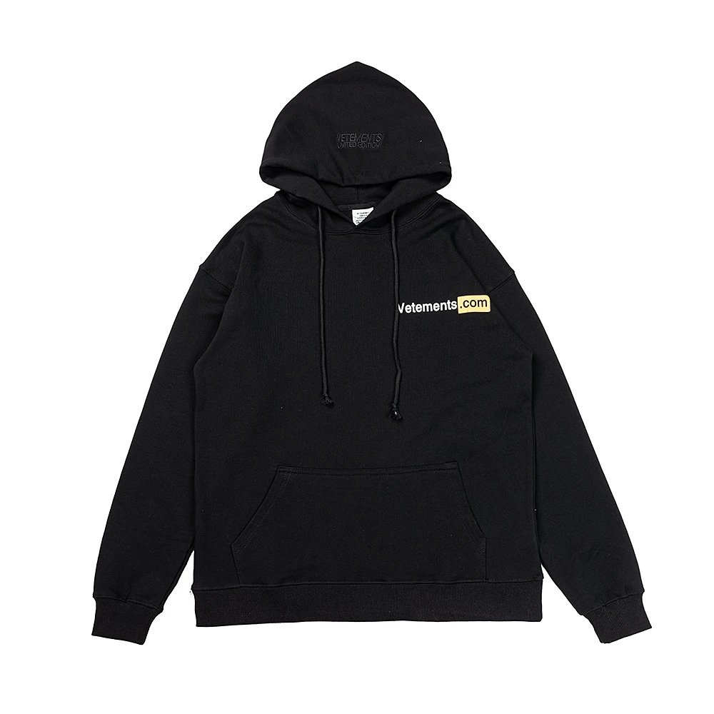 Vetements Black Hoodie with Logo Patch