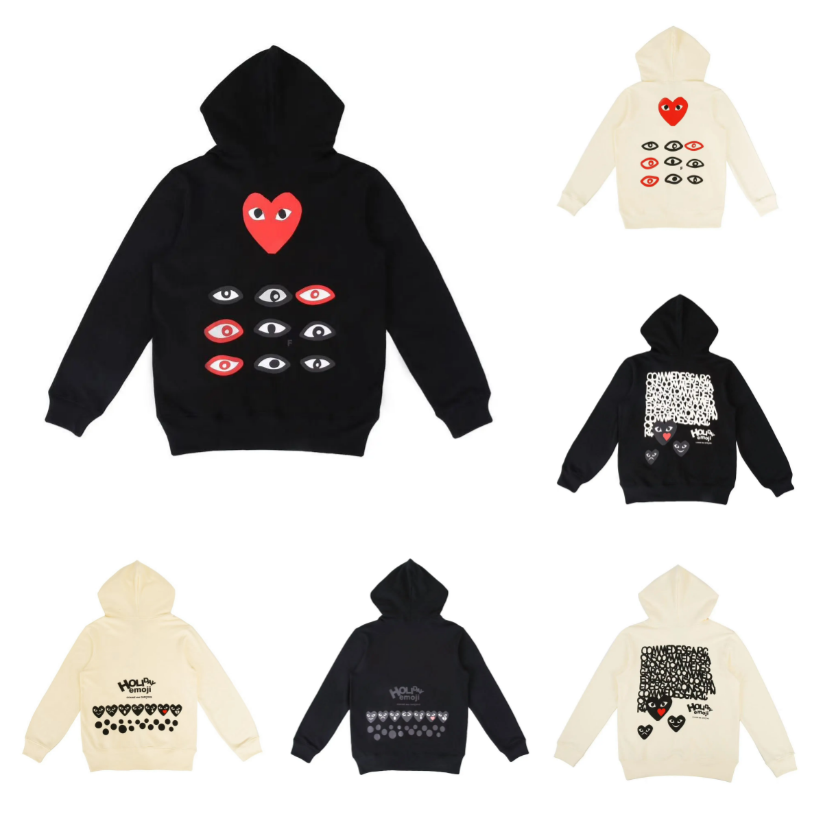 HOLY Emoji Heart Eyes Hoodie Sweatshirt Black White