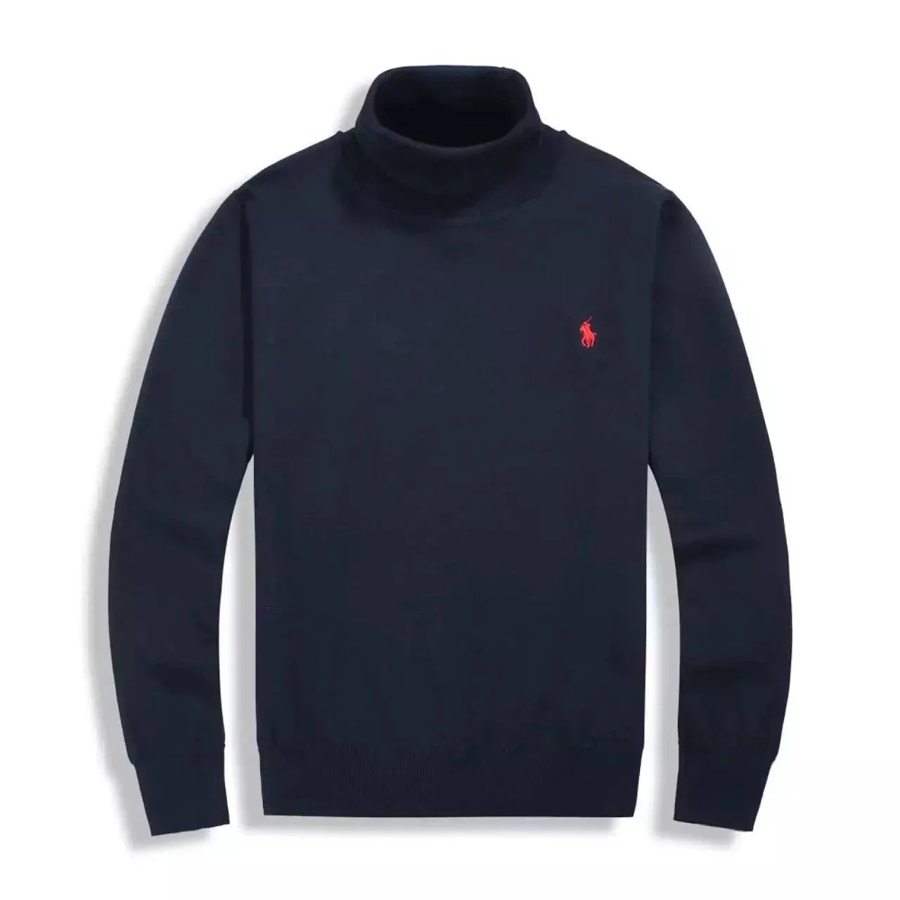 Men's Navy Blue Turtleneck Sweater with Red Pony Logo