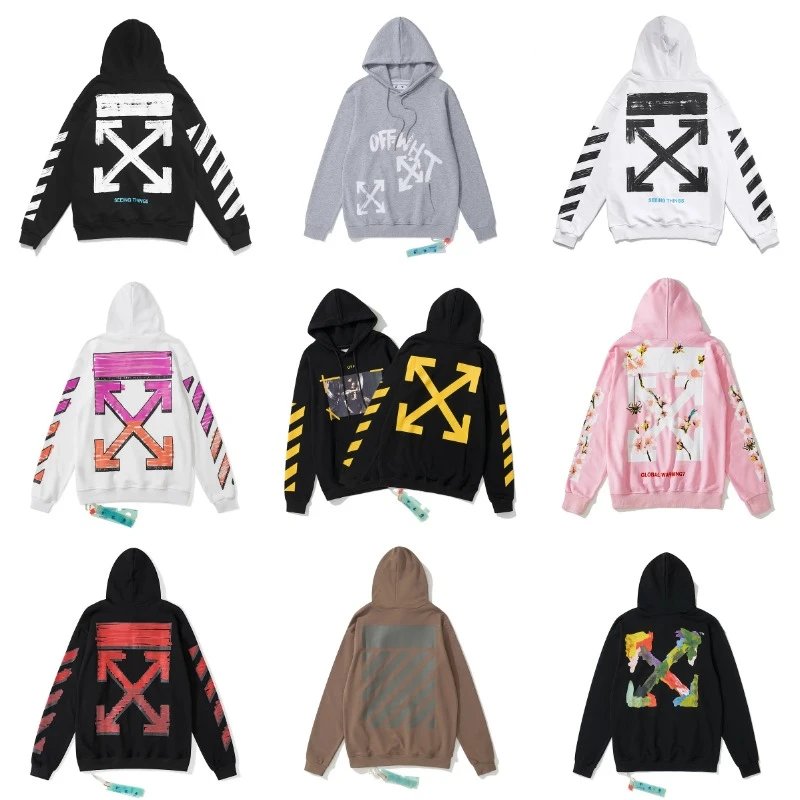 OFF-WHITE Arrow Print Hoodie Sweatshirt Men Women Streetwear Fashion