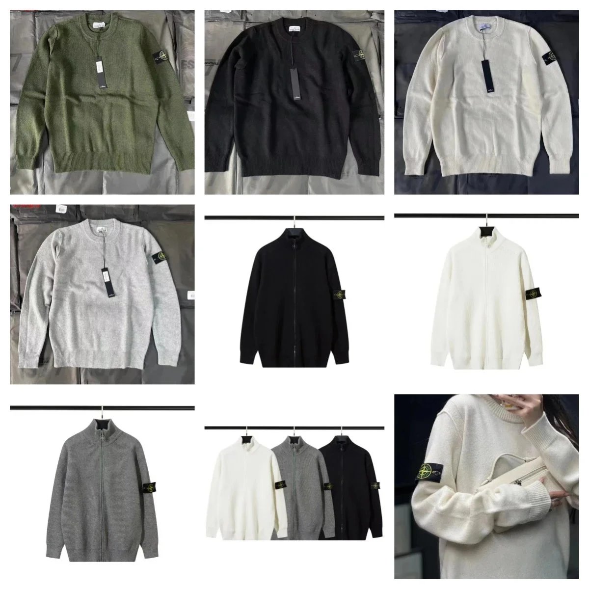 Stone Island Knit Sweaters with Logo Patch