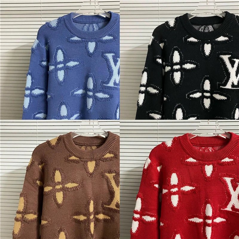 LV Monogram Knit Sweater for Women Fashion Casual Pullover
