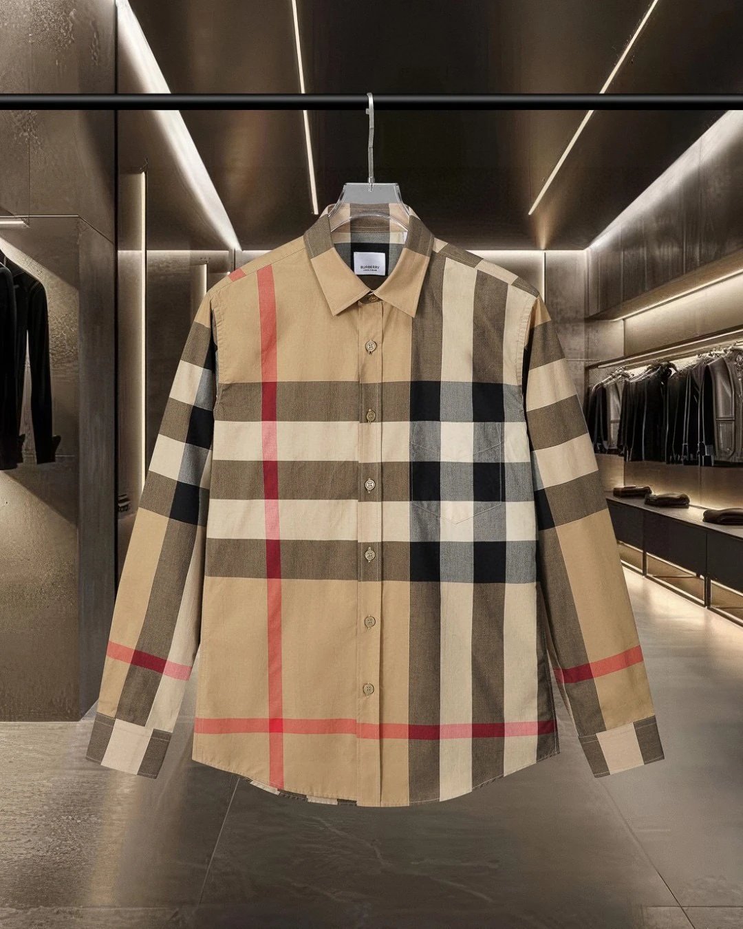 Burberry Check Pattern Long Sleeve Shirt Men's Casual Wear
