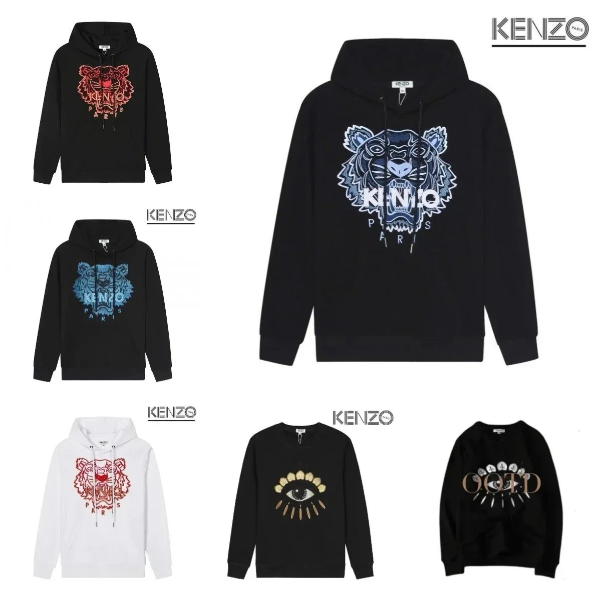 KENZO Tiger Head Hoodie Sweatshirt Paris Logo Men Women Fashion