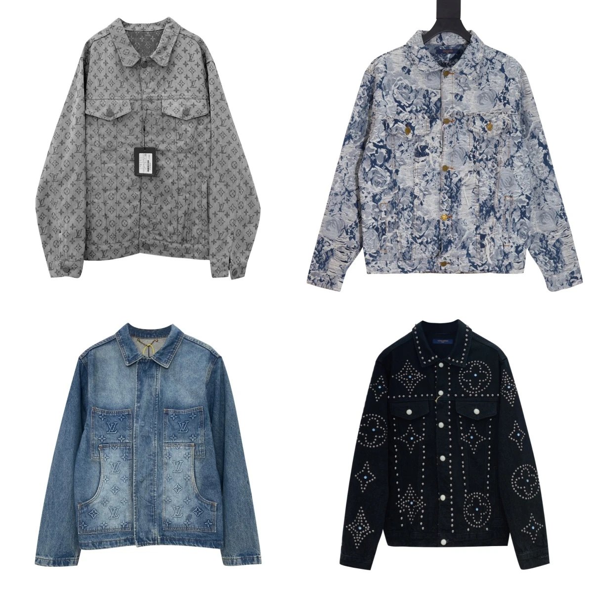 Louis Vuitton Denim Jacket Monogram Print Women's Fashion Outerwear