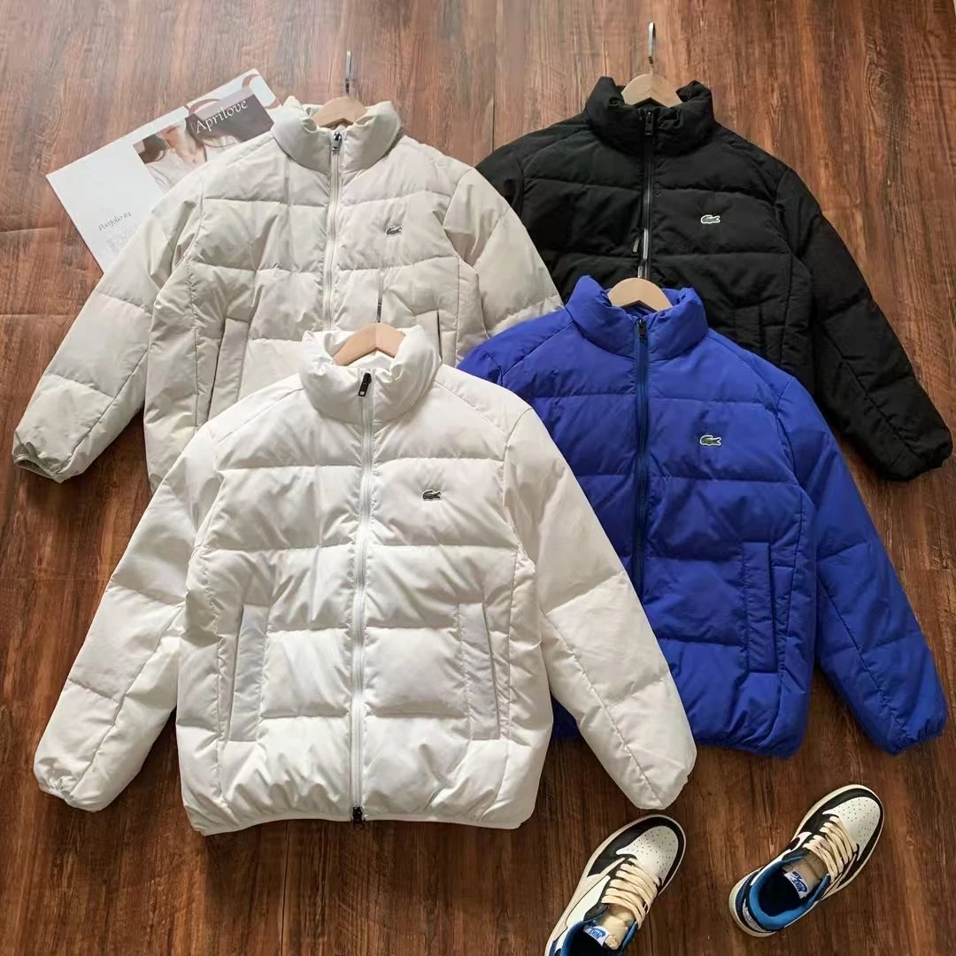Lacoste Men's Lightweight Puffer Jacket in White, Blue, and Black