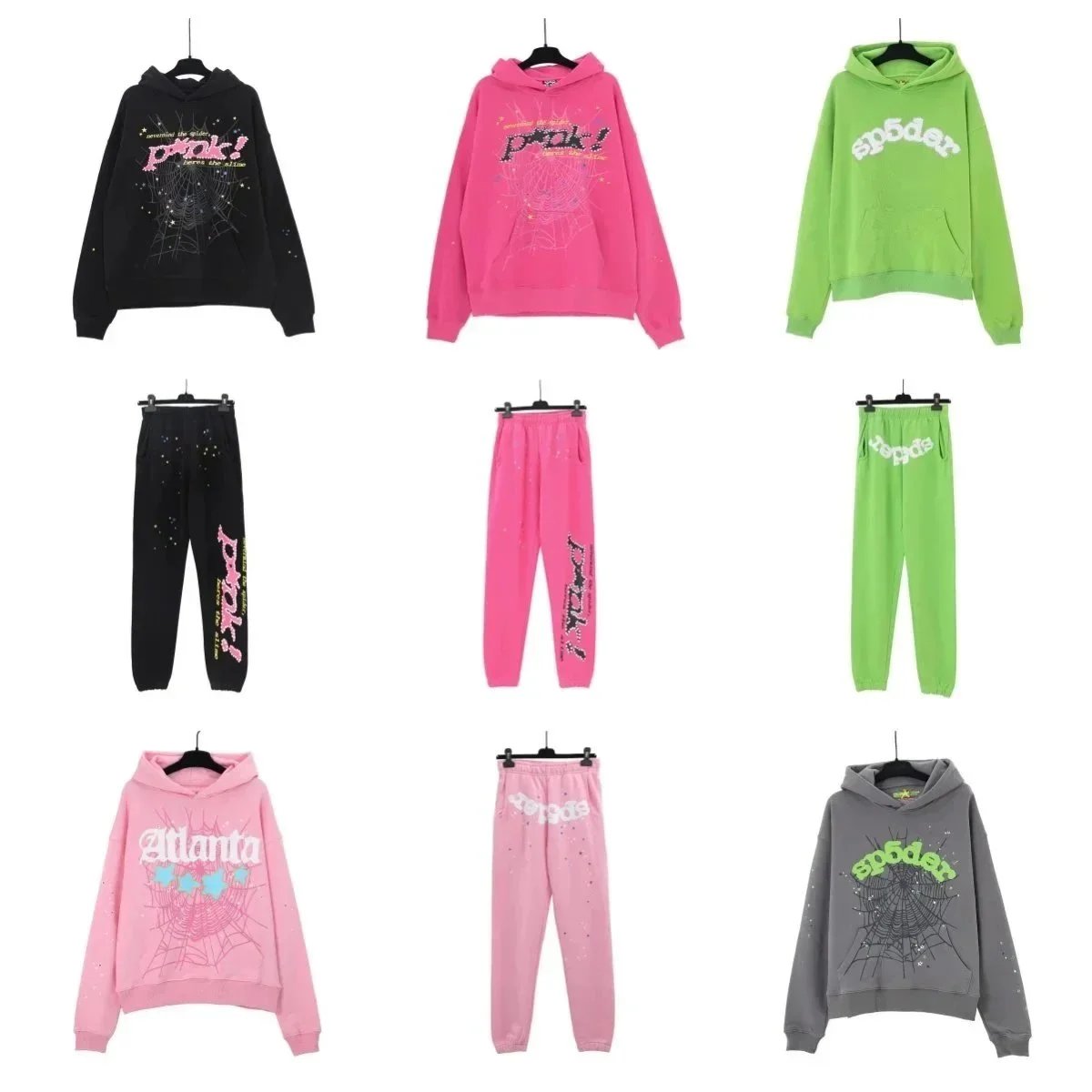 Sp6der Hoodies and Pants Set for Women - Trendy Streetwear Collection