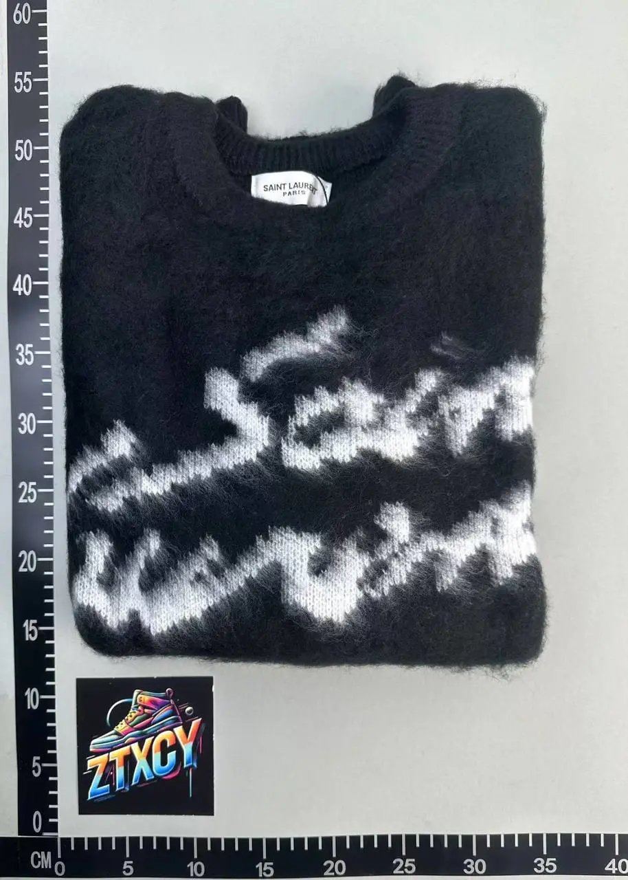 Saint Laurent Black Tie-Dye Knit Sweater
