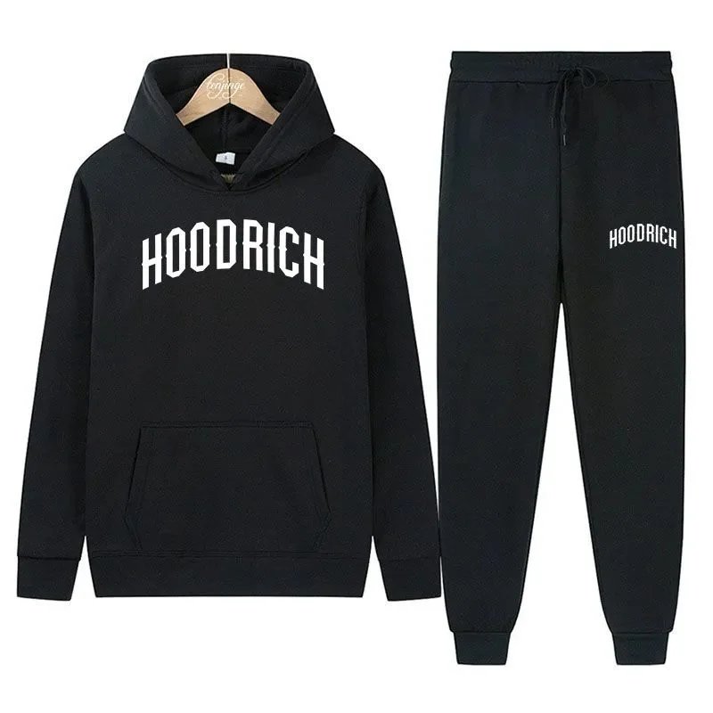 Hoodrich Black Hoodie and Sweatpants Set for Men Women