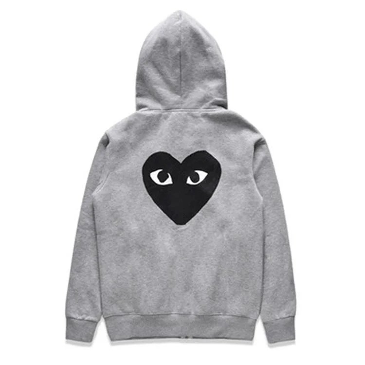 CDG Play Heart Eyes Hoodie Gray Sweatshirt
