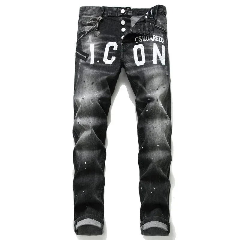 DSQUARED2 ICON Printed Black Jeans for Men