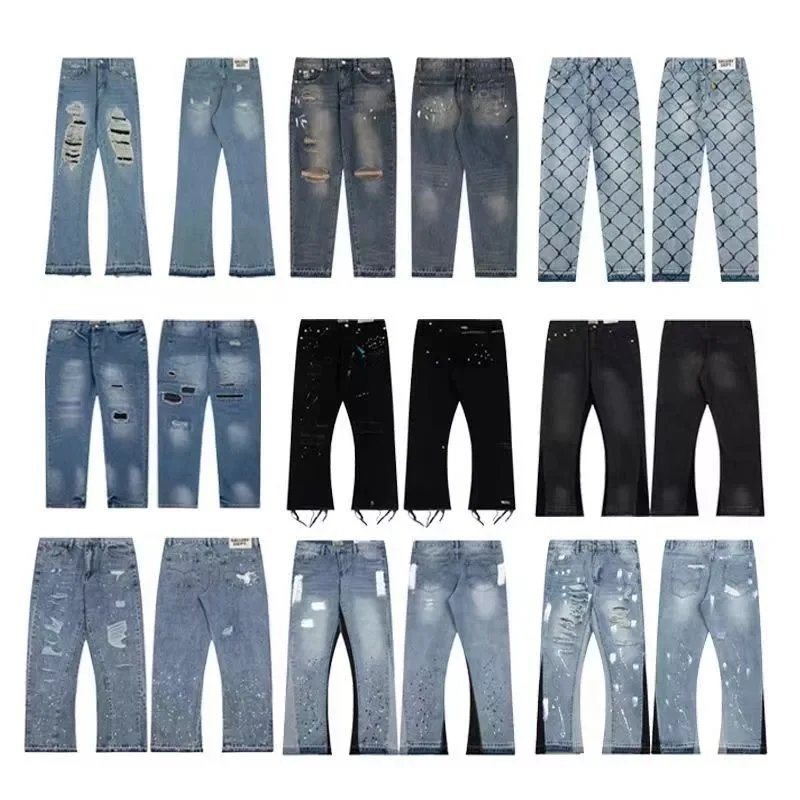 Men's Fashion Denim Jeans Ripped Distressed Black Blue Pants