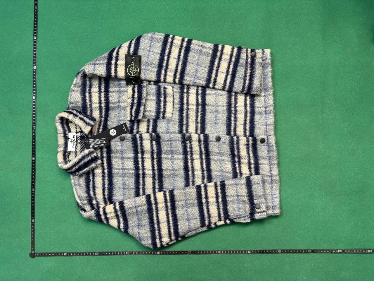 Stone Island Plaid Wool Shirt Men's Casual Outwear