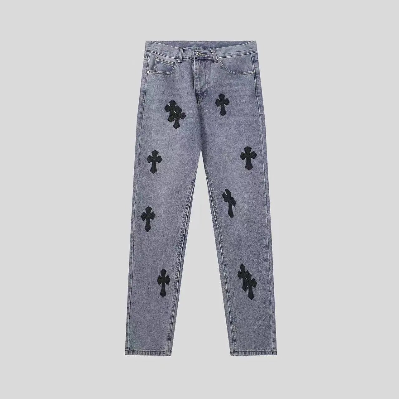 Cross Patch Denim Jeans for Men Fashion Streetwear