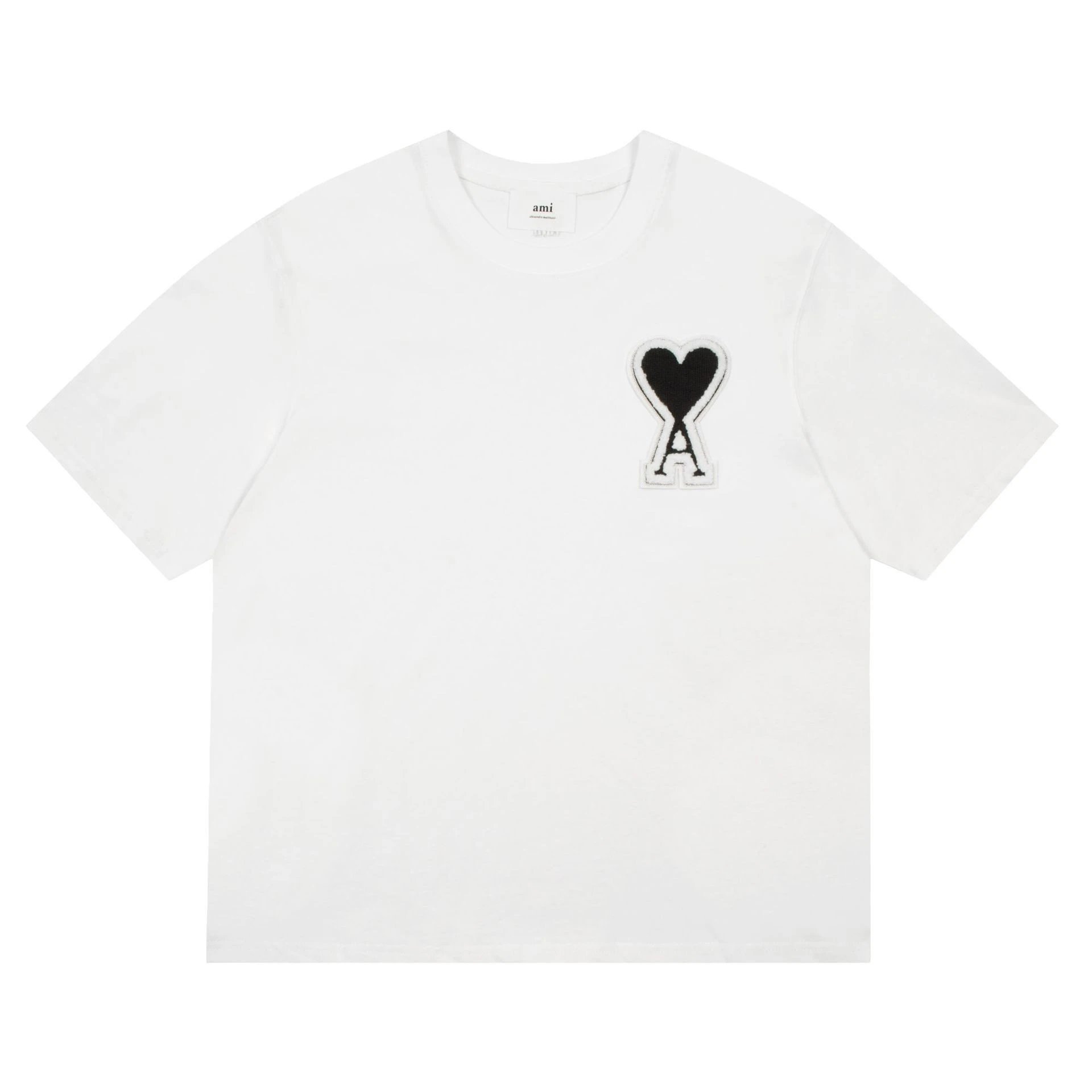 White T-Shirt with Heart Logo Patch
