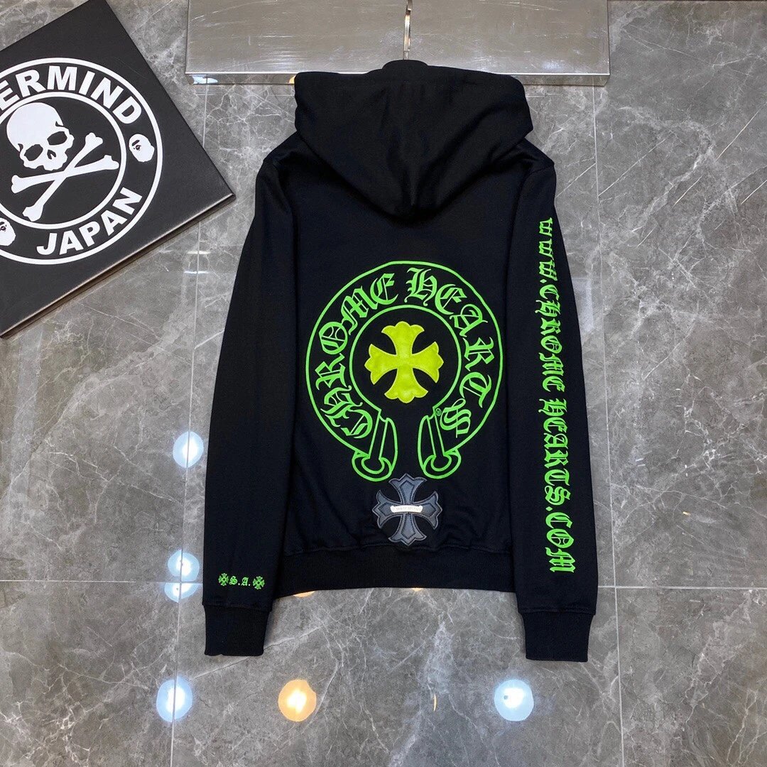 BAPE x One Heart Hoodie Black Green Logo Design