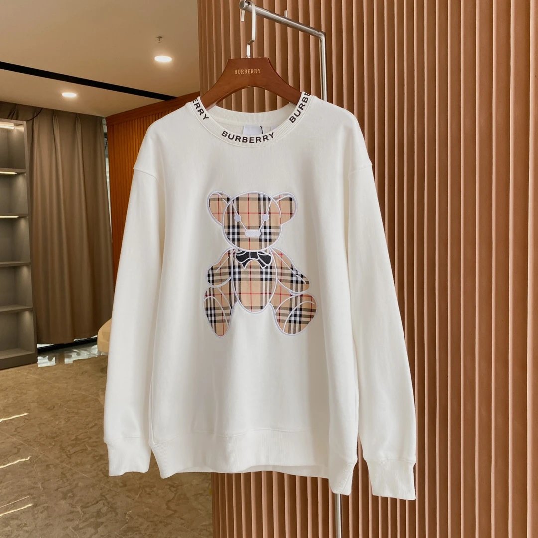 Burberry White Bear Check Sweatshirt