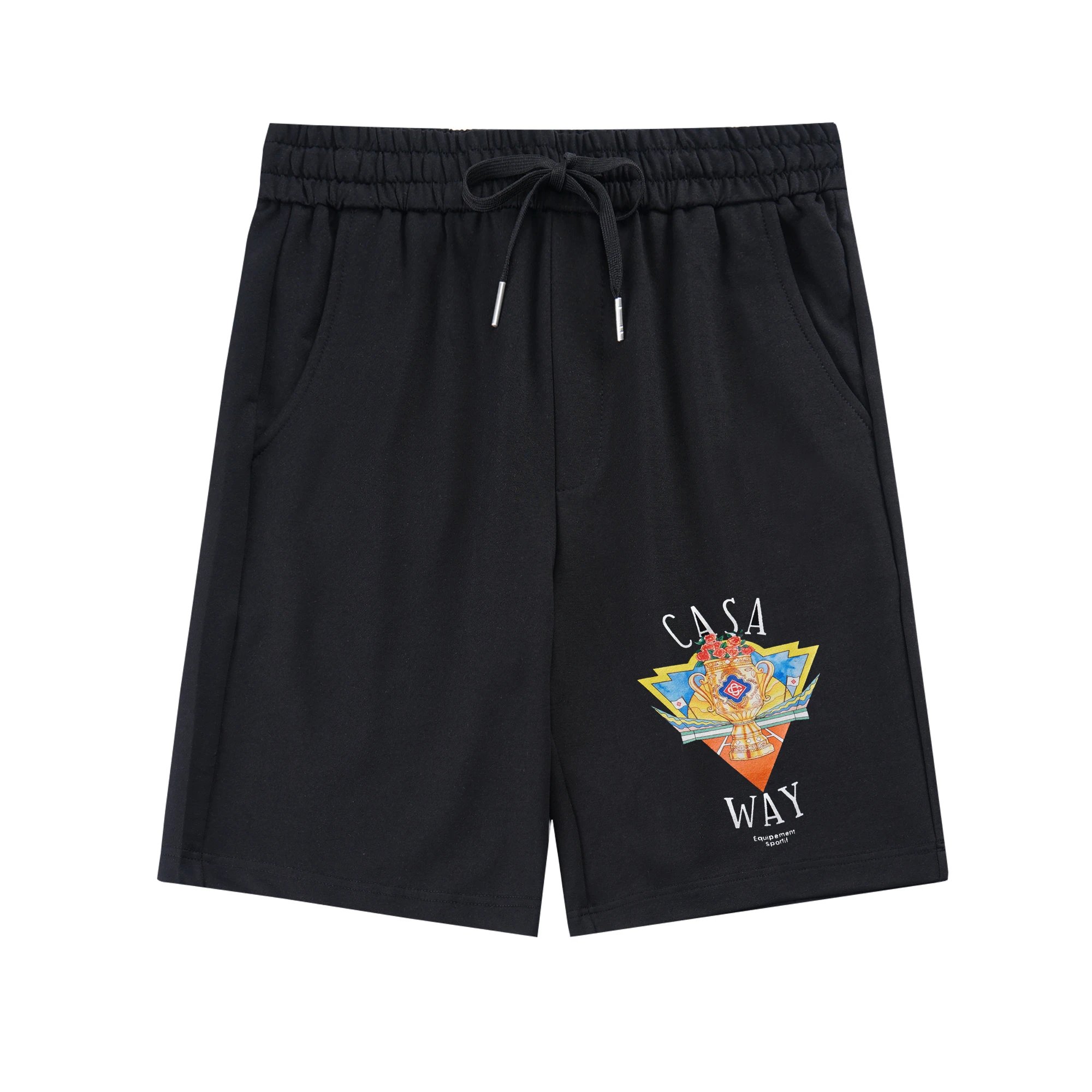 CASA WAY Black Embroidered Logo Shorts