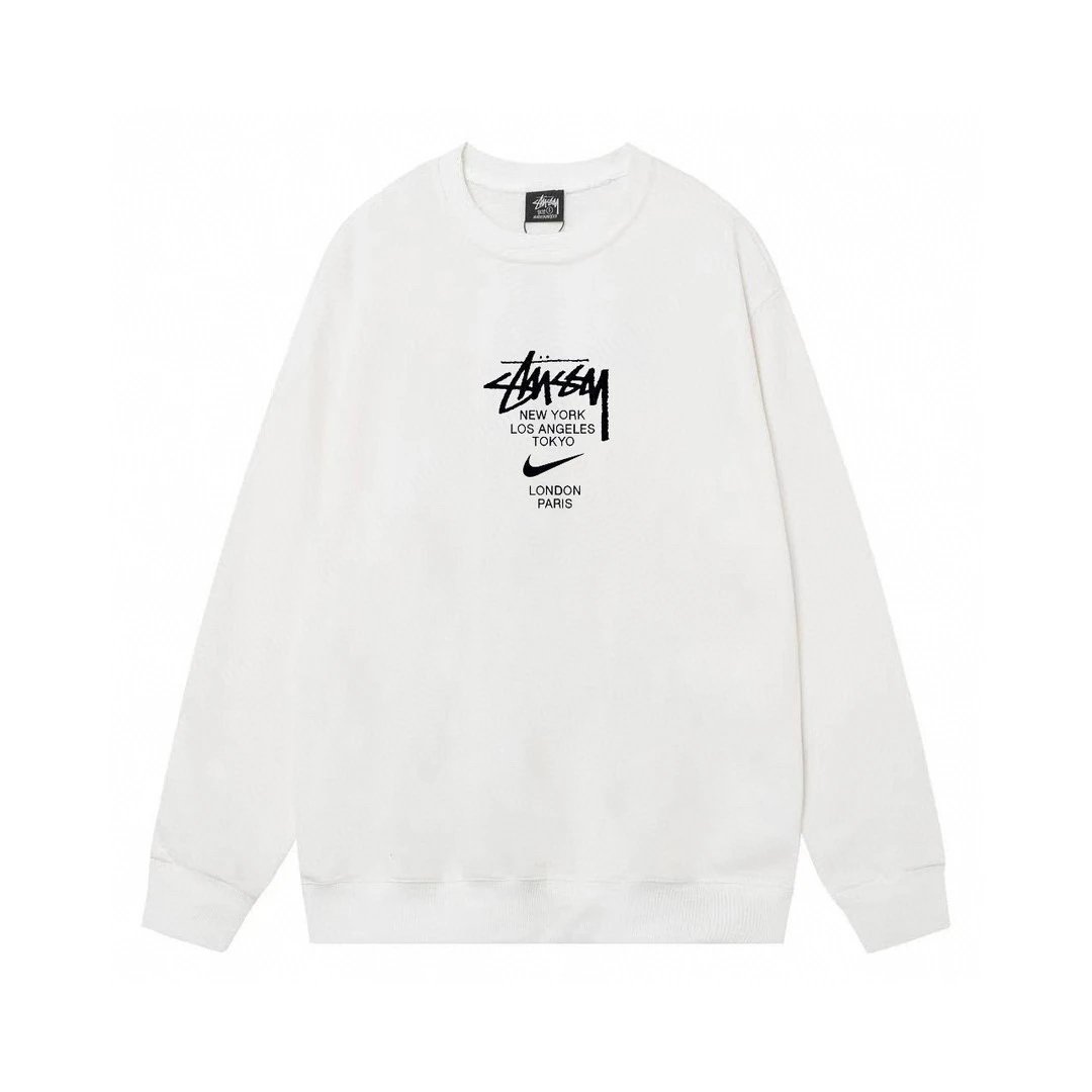 Stussy x Nike Collaboration White Crewneck Sweatshirt