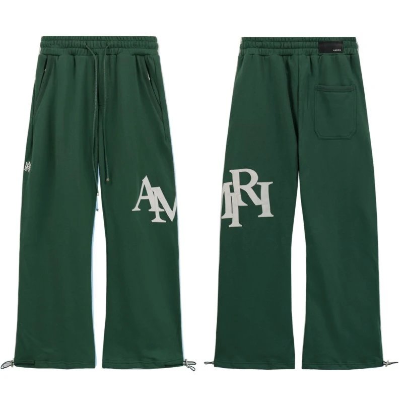 AMIRI Green Logo Sweatpants with Drawstring Waist